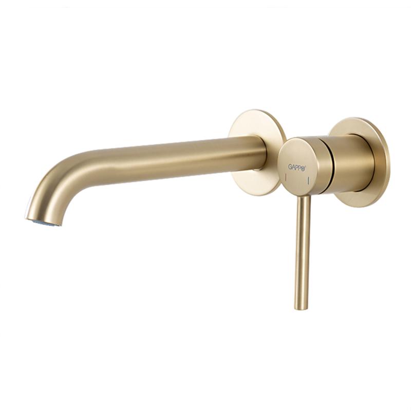 GAPPO | Divara Quraşdırılan (divariçi) Əl-üz yuyan Kranı, Satin (mat) Qızılı