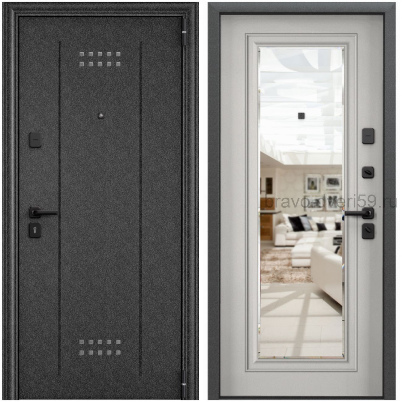 Delta PRO MP DL-2 СК6-СМ черный шелк/ПВХ Бьянко квартирная дверь