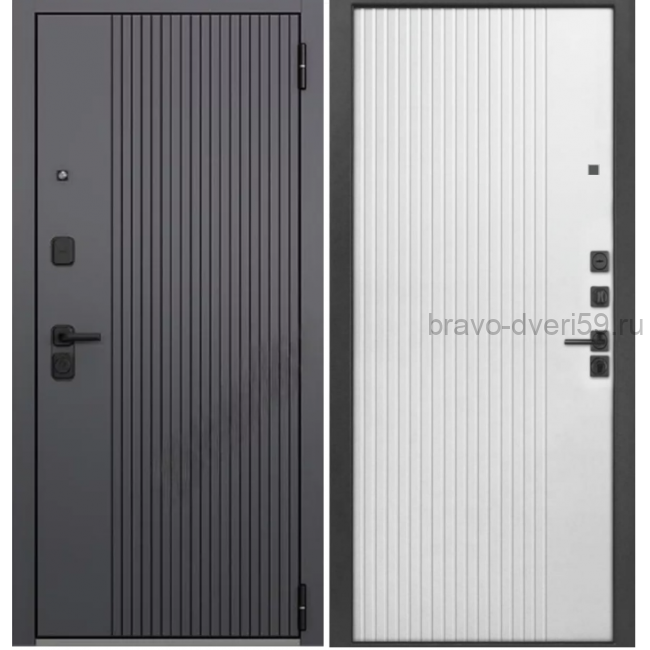 Дверь металлическая TRUST MASS PP Антрацит букле Графит софт/Белый софт