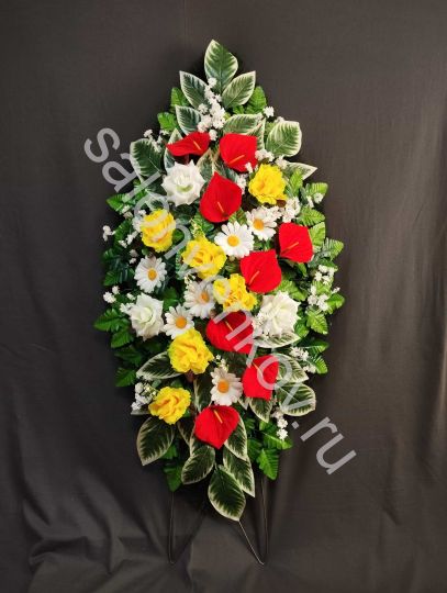 Искусственный траурный венок N4, РАЗМЕР 90см,110см,125см,140см