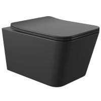 Aqueduto MACIO Унитаз подвесной 520*370 безободковый, сиденье с микролифтом, Черный