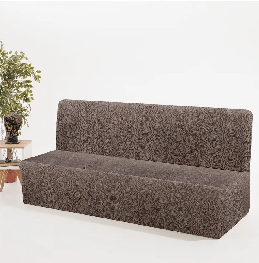 Чехол на 3-местный диван без подлокотников, жаккард, капучино