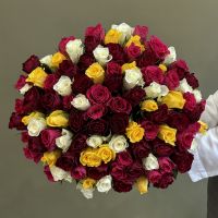 101 роза микс 40см