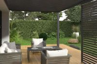 Пергола биоклиматическая Aquaviva Модерн, монтаж к стене (ручное управление ламелями)