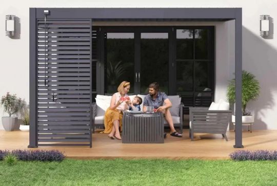 Пергола биоклиматическая Aquaviva Модерн, монтаж к стене (ручное управление ламелями)