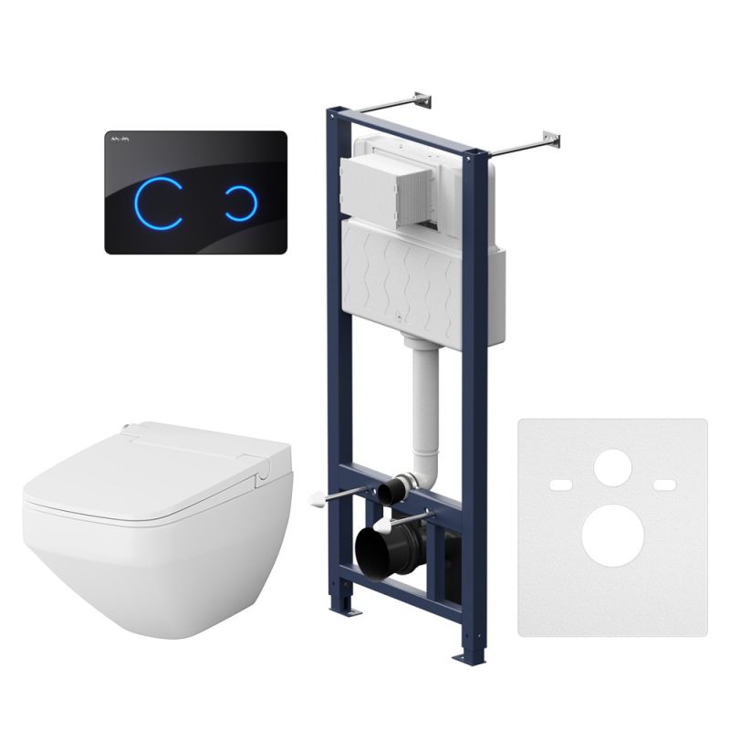 Инсталляция AM.PM с клав Touchless Pro стекло, чёрн с подв унит Inspire V2.0 FlashClean IS450B38.CCC50A