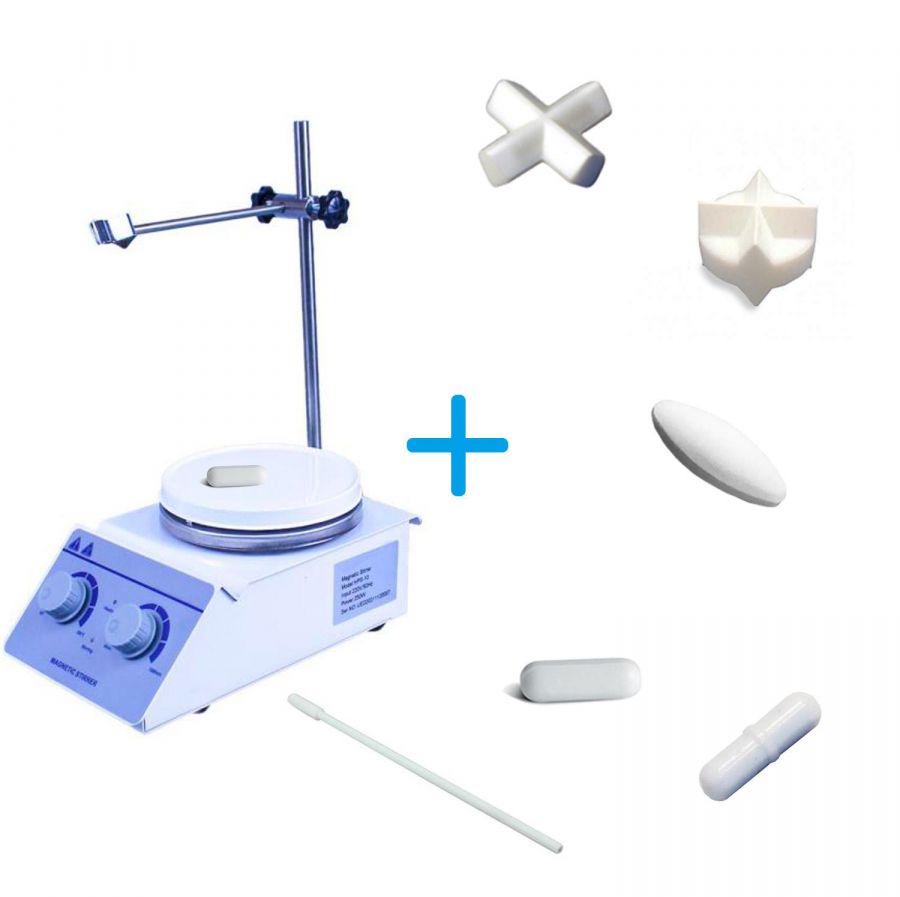 Комплект: Магнитная мешалка с нагревом Labdevices-10 до 2 литров + 5 якорей