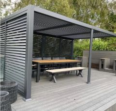 Пергола биоклиматическая Aquaviva Авангард, монтаж к стене (ручное управление ламелями)