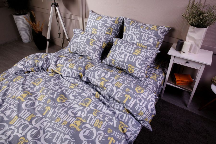 Поплин 2-х спальный с евро [в ассортименте] Графика постельное белье