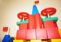 Напольный конструктор деревянный цветной по методике Поликарпова 68 элементов, для группы детского сада