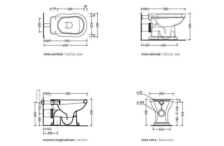 Напольный приставной унитаз с выходом в пол Flaminia Efi 6010 ФОТО