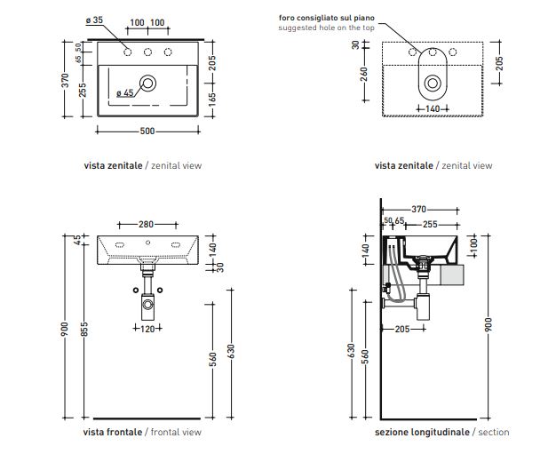 Подвесная раковина Flaminia AppLight 50 глянцевая white AP5037 50х37 ФОТО