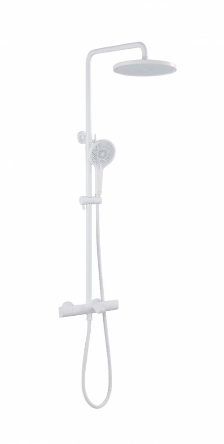 Душевая стойка ABBER Thermostat AF8516FWL с термостатом и изливом, белый матовый