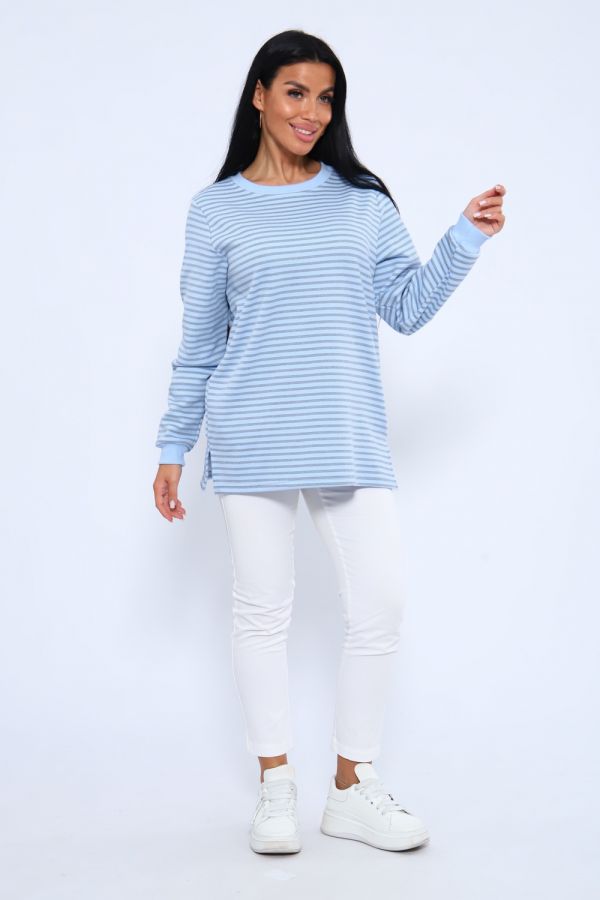 Свитшот 375709 в полоску повседневный трикотажный [сиреневый]