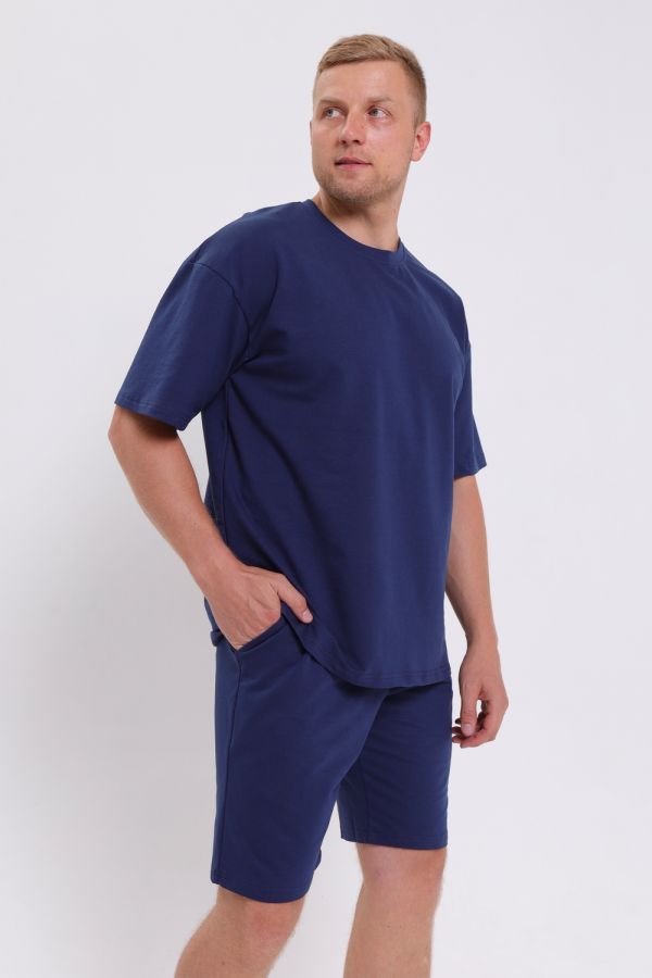 Костюм мужской футболка+шорты [синий]