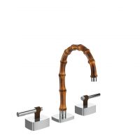 Смеситель для раковины Gessi Jacqueline 77011 с низким изливом и металлическим Г-образным вентилем на 3 отверстия схема 1