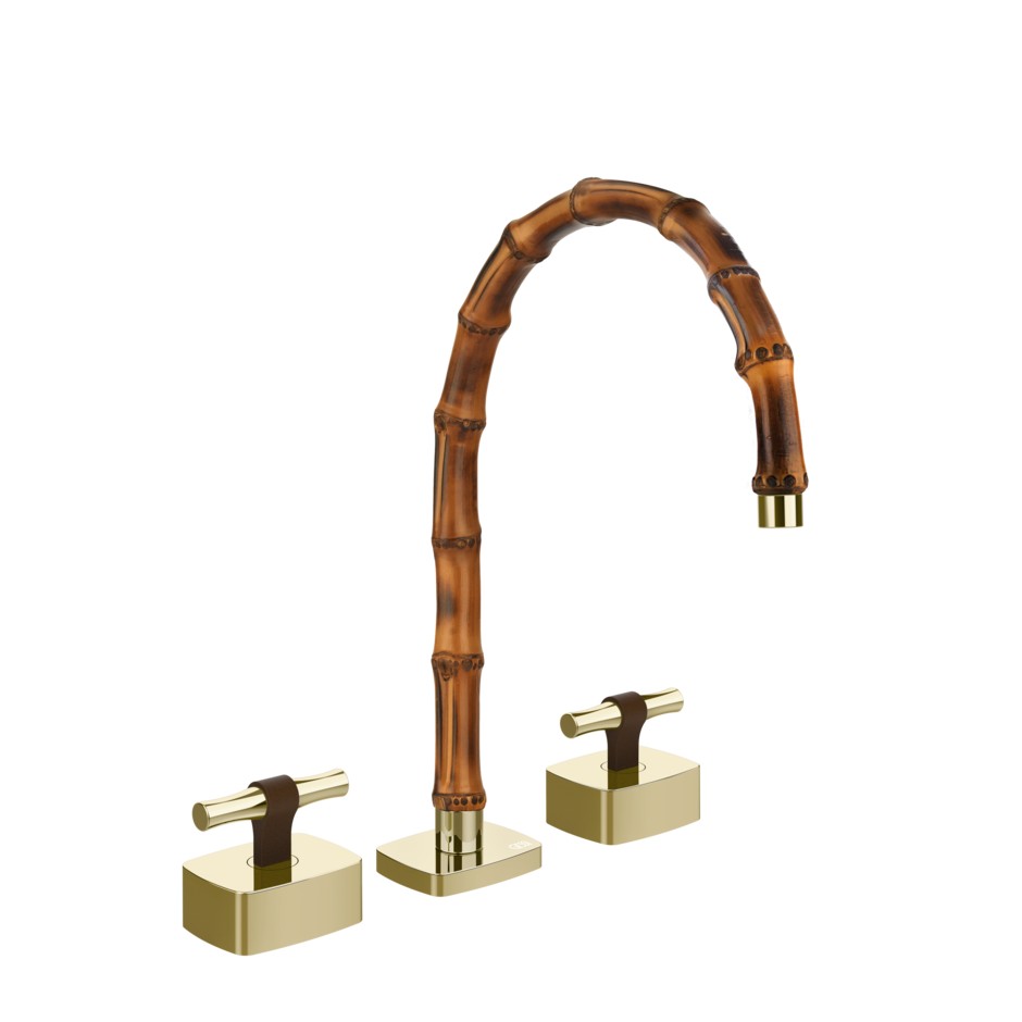 Смеситель для раковины Gessi Jacqueline 77017 со средним изливом и металлическим Т-образным вентилем на 3 отверстия ФОТО