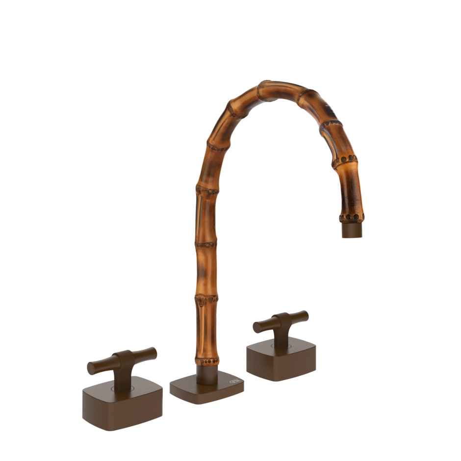 Смеситель для раковины Gessi Jacqueline 77017 со средним изливом и металлическим Т-образным вентилем на 3 отверстия