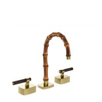 Смеситель для раковины Gessi Jacqueline 77211 с низким изливом и Г-образным вентилем под дерево на 3 отверстия схема 9