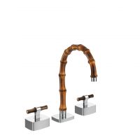 Смеситель для раковины Gessi Jacqueline 77213 с низким изливом и Т-образным вентилем под дерево на 3 отверстия схема 1