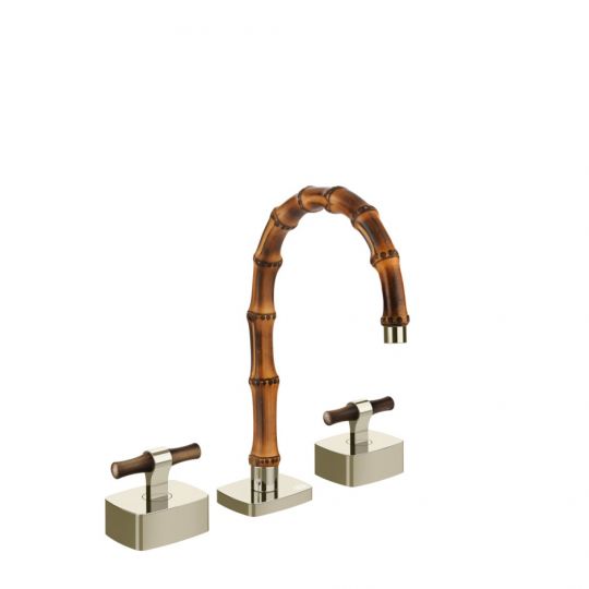 Смеситель для раковины Gessi Jacqueline 77213 с низким изливом и Т-образным вентилем под дерево на 3 отверстия схема 7