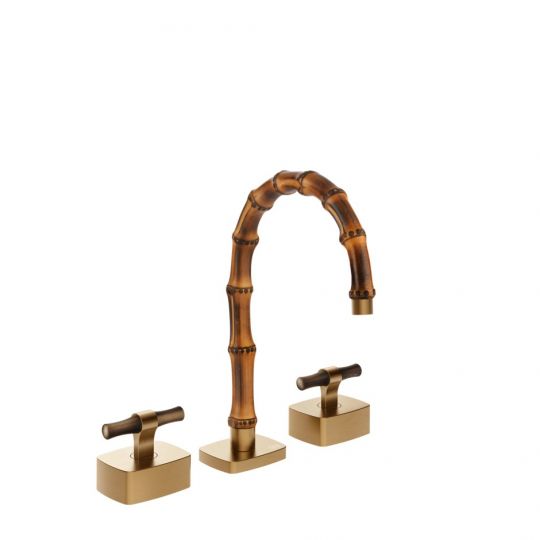 Смеситель для раковины Gessi Jacqueline 77213 с низким изливом и Т-образным вентилем под дерево на 3 отверстия схема 8