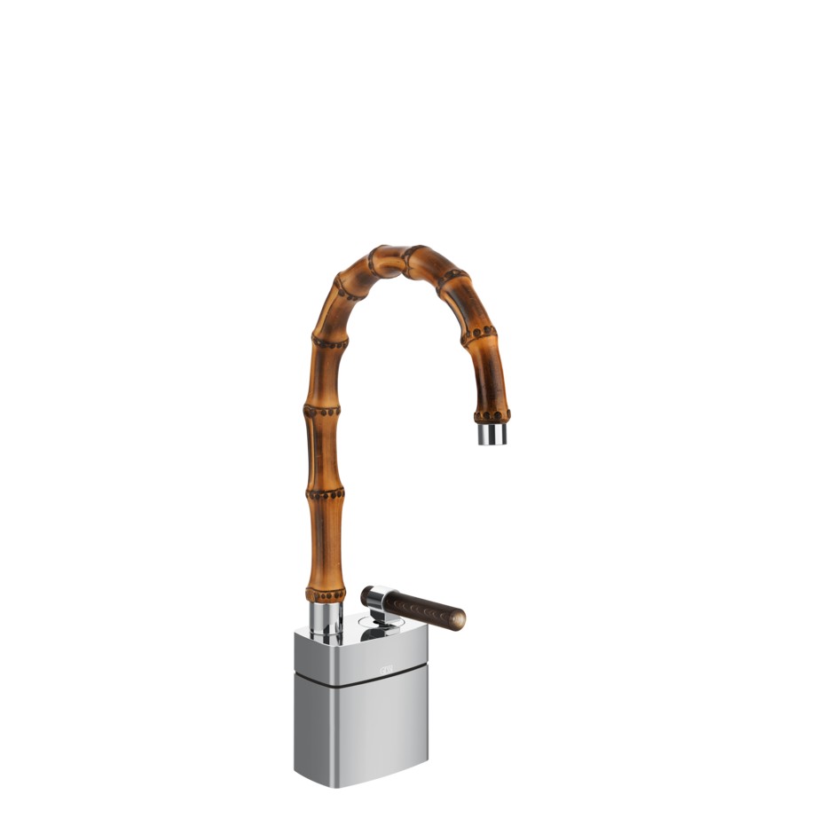 Смеситель для раковины Gessi Jacqueline 77227 средний с низким поворотным изливом и вентилем под дерево