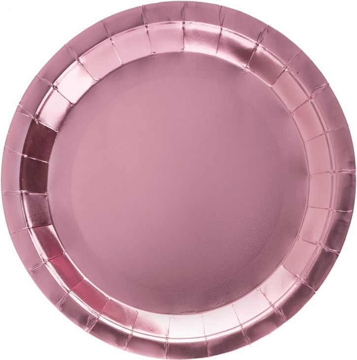 Тарелки (9''/23 см) Розовый, Металлик, 6 шт