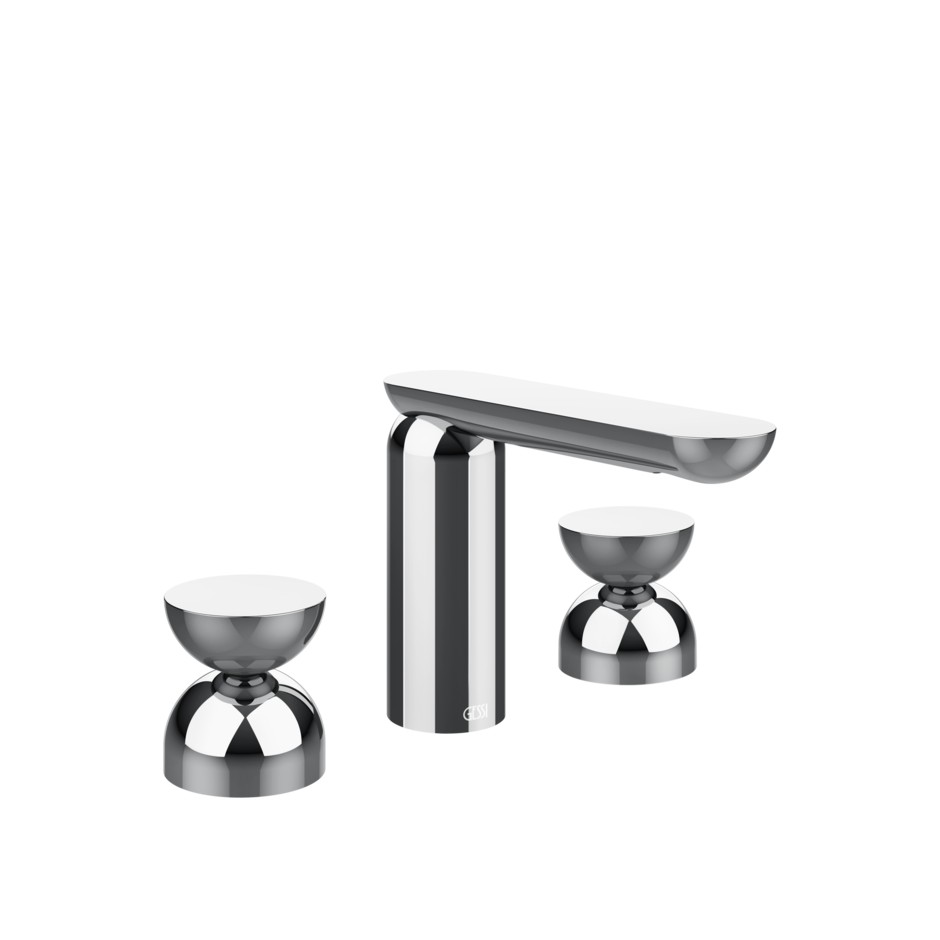 Смеситель для раковины Gessi Perle 74996 без донного клапана с металлическими вентилями-полусферами ФОТО