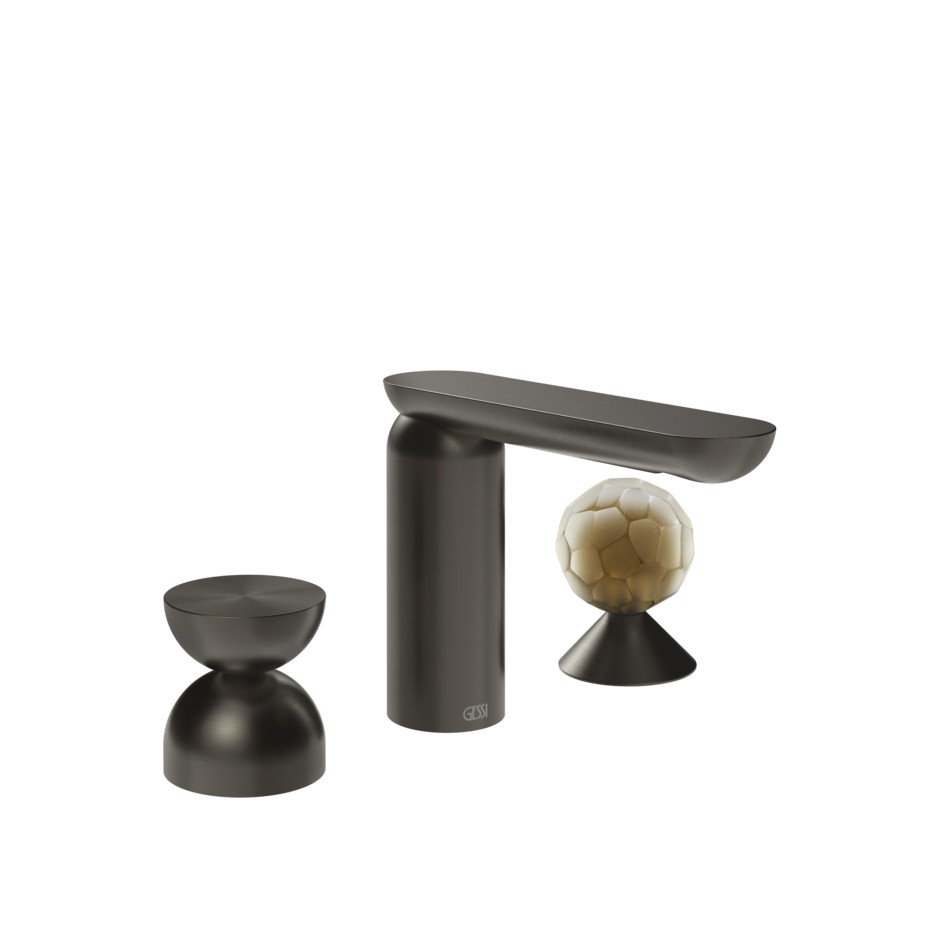 Изображение Смеситель для раковины Gessi Perle 74948 без донного клапана с металлическим вентилем-полусферой и вентилем-сферой из муранского стекла Battuto