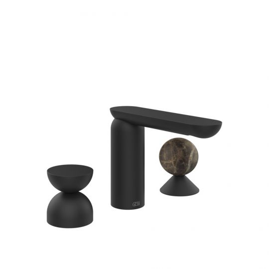 Смеситель для раковины Gessi Perle 74918 без донного клапана с металлическим вентилем-полусферой и вентилем-сферой из мрамора Emperador Dark схема 10