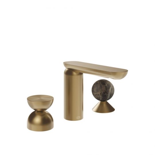 Смеситель для раковины Gessi Perle 74918 без донного клапана с металлическим вентилем-полусферой и вентилем-сферой из мрамора Emperador Dark схема 15