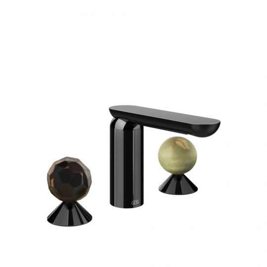 Смеситель для раковины Gessi Perle 74255 без донного клапана с вентилями-сферами из муранского стекла Sfaccettato и камня Onyx Green схема 3