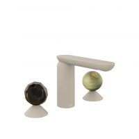 Смеситель для раковины Gessi Perle 74255 без донного клапана с вентилями-сферами из муранского стекла Sfaccettato и камня Onyx Green схема 12