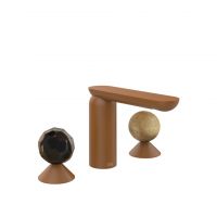 Смеситель для раковины Gessi Perle 74235 без донного клапана с вентилями-сферами из муранского стекла Sfaccettato и камня Onyx Cola схема 11