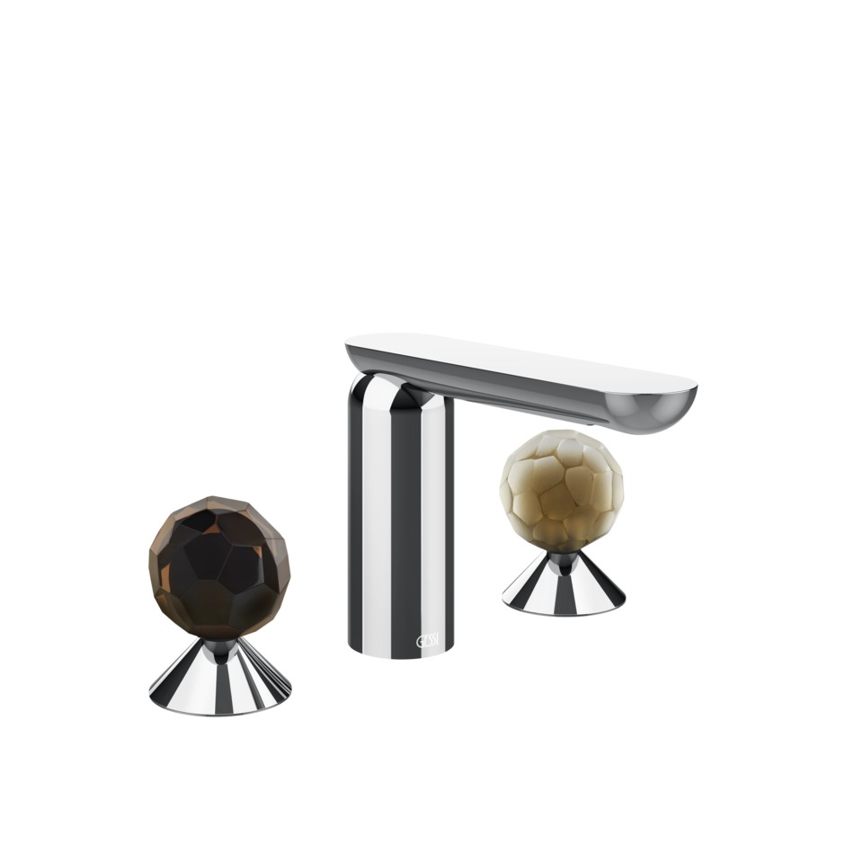 Смеситель для раковины Gessi Perle 74245 без донного клапана, с вентилями-сферами из муранского стекла Sfaccettato и Battuto ФОТО
