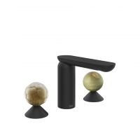 Смеситель для раковины Gessi Perle 74455 без донного клапана с вентилями-сферами из муранского стекла Battuto и камня Onyx Green схема 10