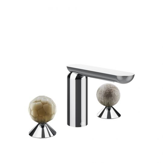 Смеситель для раковины Gessi Perle 74465 без донного клапана с вентилями-сферами из муранского стекла Battuto и Pulegoso схема 6