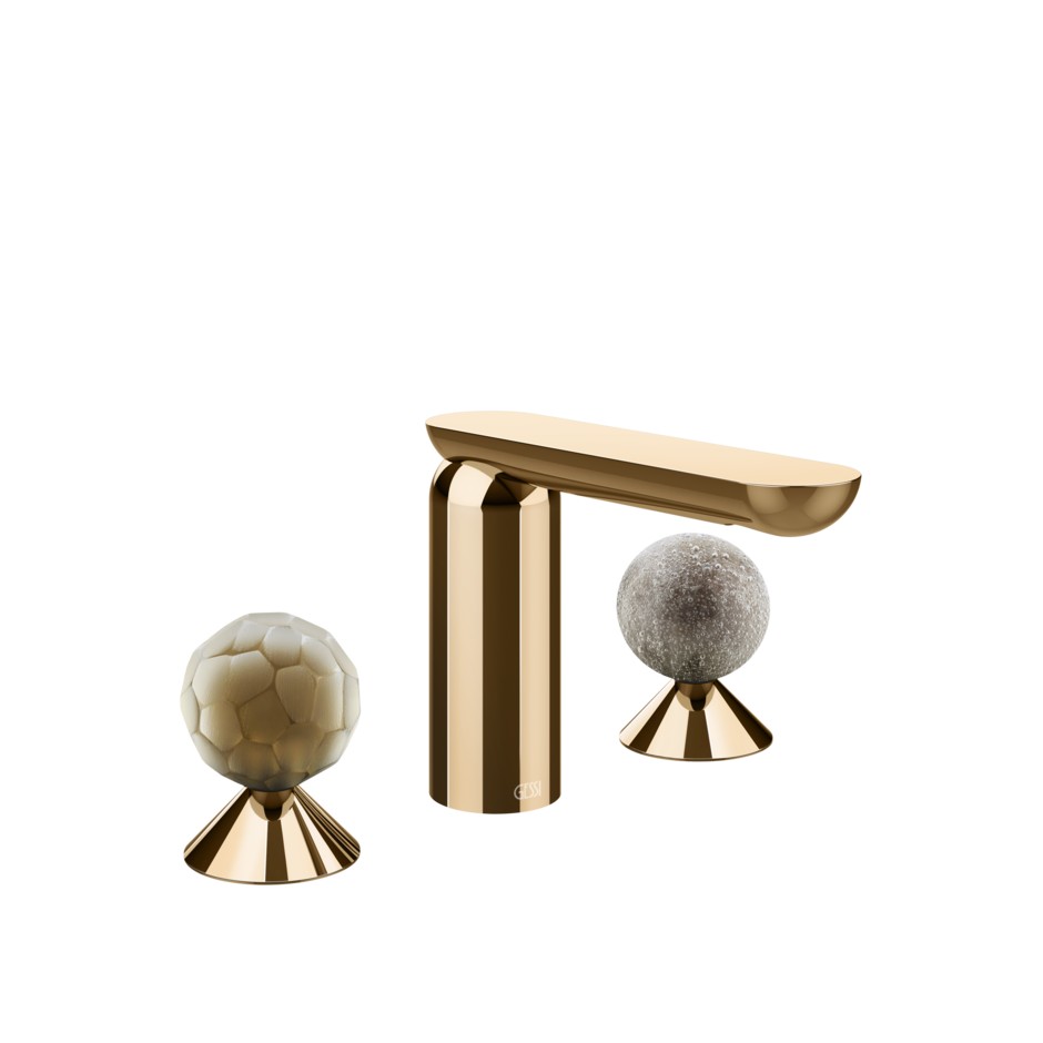 Смеситель для раковины Gessi Perle 74465 без донного клапана с вентилями-сферами из муранского стекла Battuto и Pulegoso