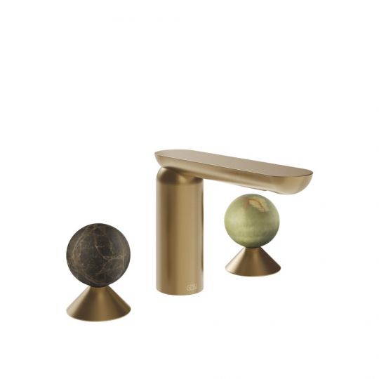 Смеситель для раковины Gessi Perle 74155 без донного клапана с вентилями-сферами из мрамора Emperador Dark и камня Onyx Green схема 15 Смеситель для раковины Gessi Perle 74155 без донного клапана с вентилями-сферами из мрамора Emperador Dark и камня Onyx Green схема 15