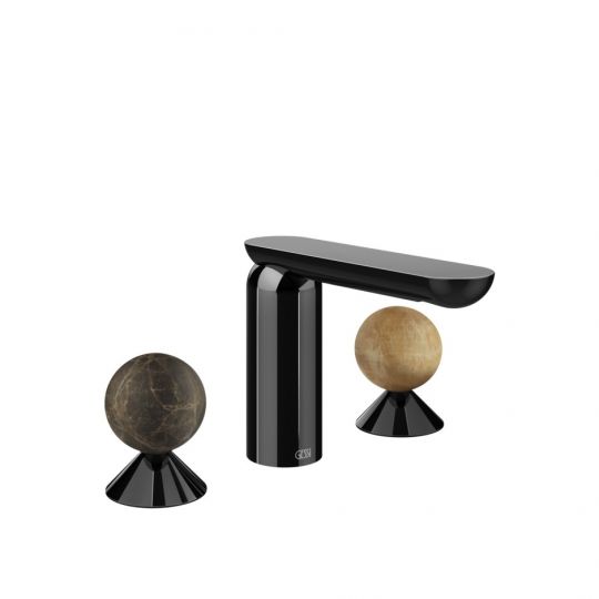 Смеситель для раковины Gessi Perle 74135 без донного клапана с вентилями-сферами из мрамора Emperador Dark и камня Onyx Cola схема 3 Смеситель для раковины Gessi Perle 74135 без донного клапана с вентилями-сферами из мрамора Emperador Dark и камня Onyx Cola схема 3