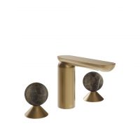 Смеситель для раковины Gessi Perle 74115 без донного клапана с вентилями-сферами из мрамора Emperador Dark схема 15