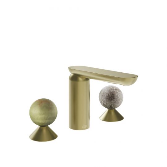 Смеситель для раковины Gessi Perle 74565 без донного клапана с вентилями-сферами из камня Onyx Green и муранского стекла Pulegoso схема 5