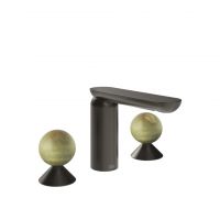 Смеситель для раковины Gessi Perle 74555 без донного клапана с вентилями-сферами из камня Onyx Green схема 1
