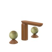 Смеситель для раковины Gessi Perle 74555 без донного клапана с вентилями-сферами из камня Onyx Green схема 11