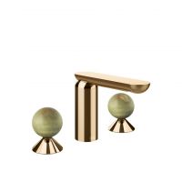 Смеситель для раковины Gessi Perle 74555 без донного клапана с вентилями-сферами из камня Onyx Green схема 16