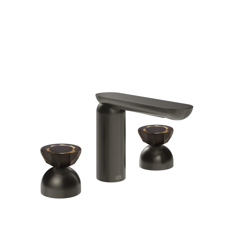 Изображение Смеситель для раковины Gessi Perle 74886 без донного клапана с вентилями-полусферами из муранского стекла Battuto