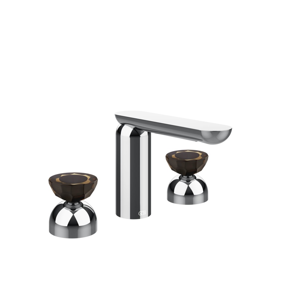 Смеситель для раковины Gessi Perle 74886 без донного клапана с вентилями-полусферами из муранского стекла Battuto ФОТО