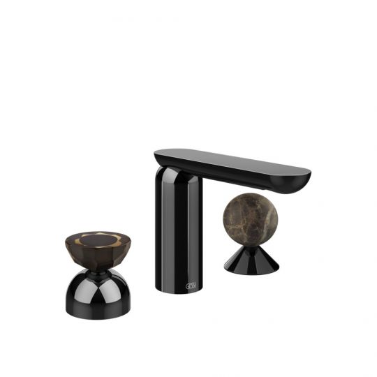 Смеситель для раковины Gessi Perle 74818 без донного клапана с вентилем-полусферой из муранского стекла Battuto и вентилем-сферой из мрамора Emperador Dark схема 3 Смеситель для раковины Gessi Perle 74818 без донного клапана с вентилем-полусферой из муранского стекла Battuto и вентилем-сферой из мрамора Emperador Dark схема 3