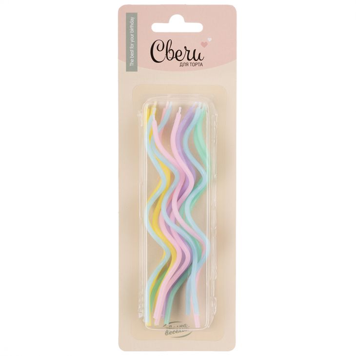 Свечи Коктейльные, Тонкие спирали Макарунс, 12 шт